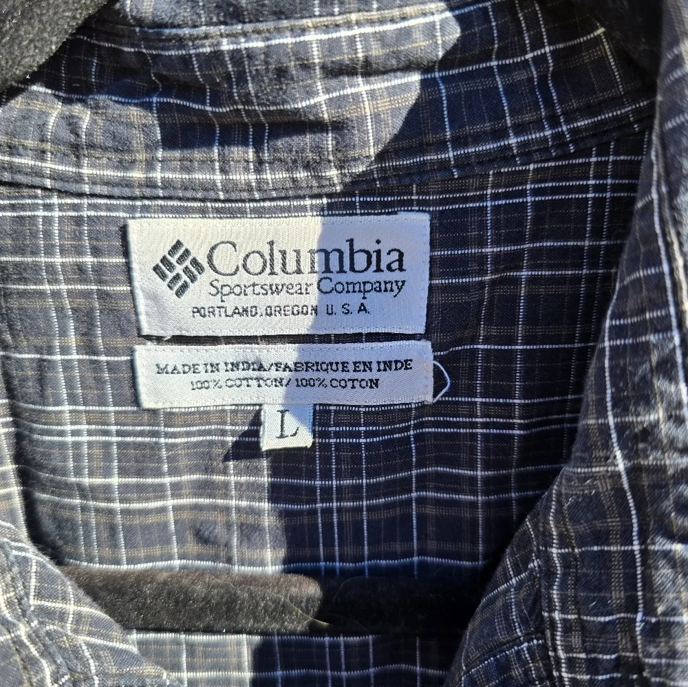 Columbia Men's Charcoal Checkered Button Down Shirt